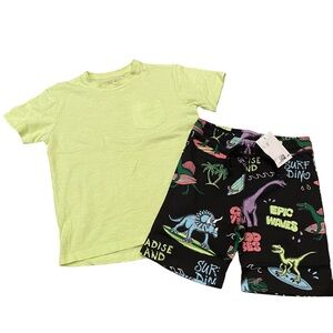 Next Direct H&M Boys 6-7yr Summer Set Neon Tee Shirt Top Shorts Dinosaur Lot